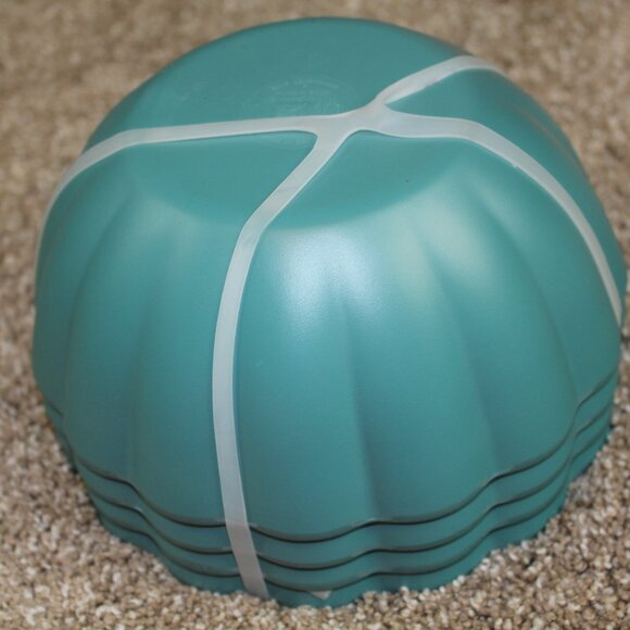 Soho Loft Bowls Teal Rustic Scalloped Set of 4 Melamine 7.5" Cereal Brown NWT - Picture 5 of 5